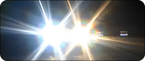 Blinding headlights at night